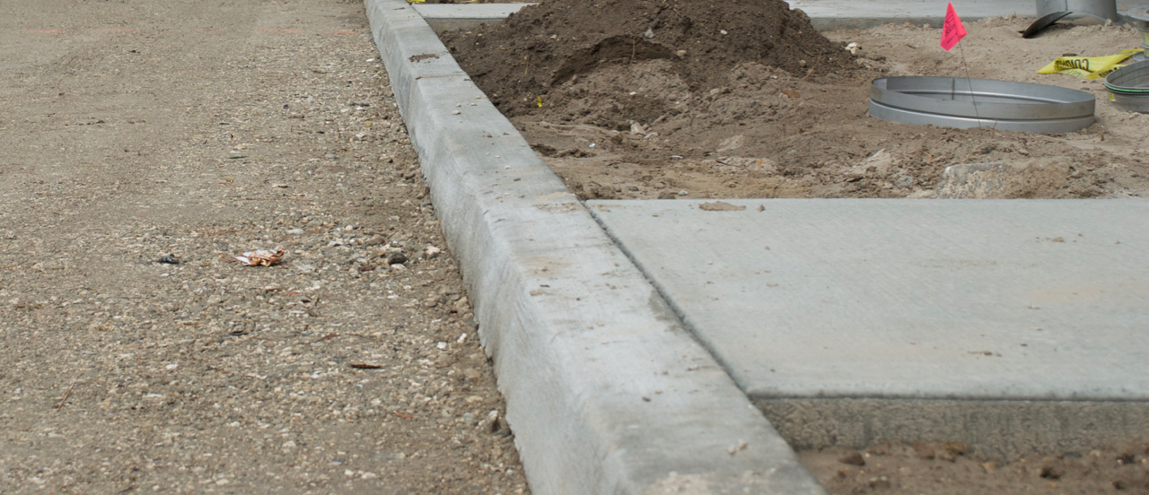 concrete curbing and sidewalks